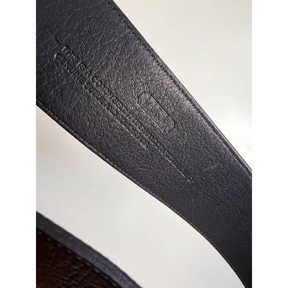 COACH dog Leash Belt Italy Leather Black Coach Tag NWT cross Grain White‎ Trim M - Picture 5 of 5